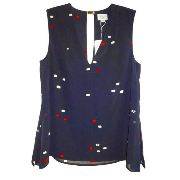 $395 Jason Wu Broken Blocks Top 10 Large Black V Neck Tank Inverted Side Pleats - Picture 1 of 13